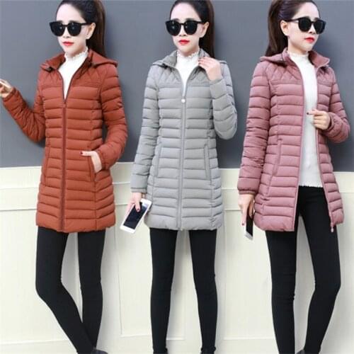 2021 Winter Fashion New Mid-Length Hooded Long-Sleeved Slim Warm Temperament Cotton Coat Female Trendy H288