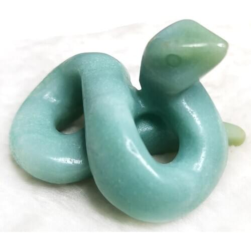 1pcs Natural Amazonite Snake Figurine Hand-Carved Quartz Crystal Snake Animal Crafts Healing Crystal Stone Home Decoration