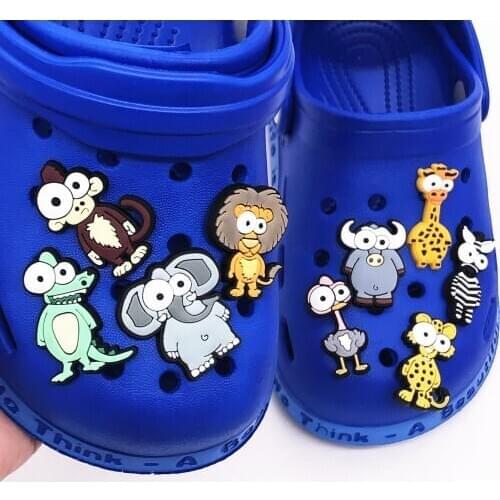 1Pcs Cartoon Animals Figure PVC Zebra Lion Shoes Buckle Accessories Shoe Decoration Wristband Shoe Charms DIY Croc Jibz kid Gift