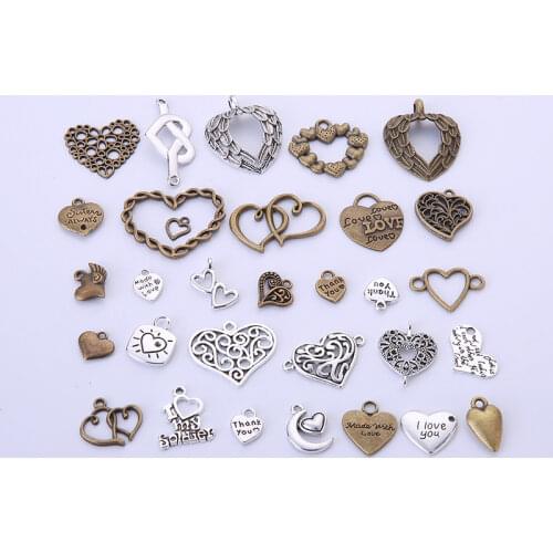 100pcs/lot Vintage Metal Zinc Alloy Hollow Love Heart Charms Fit Jewelry Pendant Charms Makings Diy Handmade Jewelry