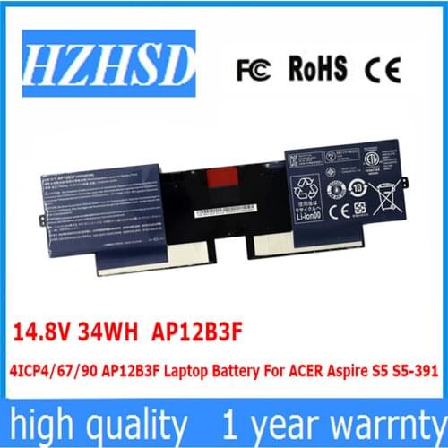 14.8V 34WH AP12B3F 4ICP4/67/90 AP12B3F Laptop Battery For ACER Aspire S5 S5-391