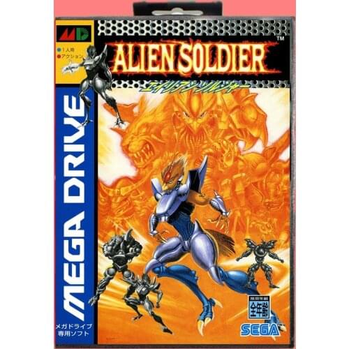 Alien soldier 16 Bit MD Game Card Include Retail Box For Sega Genesis & Mega Drive
