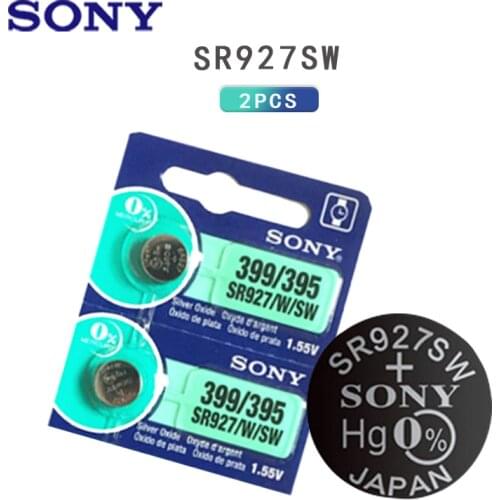 2pcs/lot Sony 100% Original 395 SR927SW 399 SR927W AG7 LR927 1.55V Silver Oxide Watch Battery Watch Battery MADE IN JAPAN