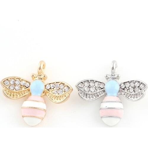 20PCS Mixed Cute Crystal Animal Bees Floating Dangle Handmade Bracelet Pendant Jewelry Making Women Necklace Accessory 18*20mm