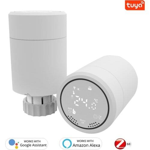 2021 Tuya ZigBee 3.0 Battery Smart Radiator Actuator Programmable Thermostatic Valve Temperature Control Setup with Alexa Use