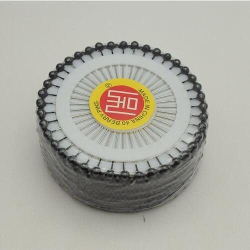 2400pcs STRAIGHT PINS pearl head pins black sewing faux pearl round head corsage decorative pins