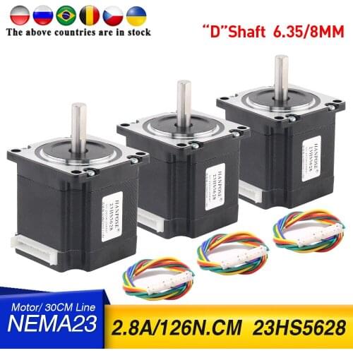 3pcs Free shipping 4-lead Nema23 Stepper Motor 23HS5628 165 Oz-in 56mm 2.8A 57 motor for ISO CNC Laser Grind Foam Plasma Cut