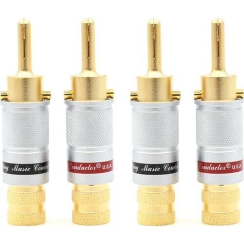 4PCS CMC 6008 Lockable banana plug speaker cable plug hifi Screw locking