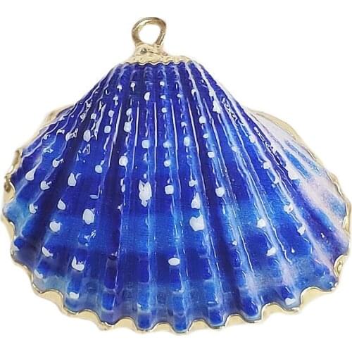 5 Pcs/pack 14 Colors Gold Plated Colorful Shell Scallop Pendant Natural Shell Material Pendant DIY Necklace Pendant Accessories