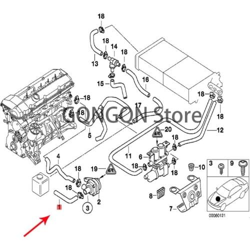 CAR water pipe bm wE38 728i 728iL E39 520i M52 520i M54 523i 525i 528i 528i 530i 520i M52 520i M54 523i 525i Coolant hose Engine