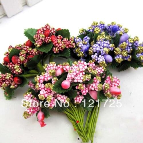 Free shipping Mulberry wedding Flower Bouquet wire stem/ simulation flowers wedding box decoration