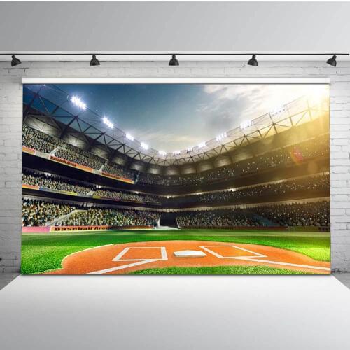 Baseball stadium field themed light photo studio background Vinyl cloth High quality Computer print party photo backdrop