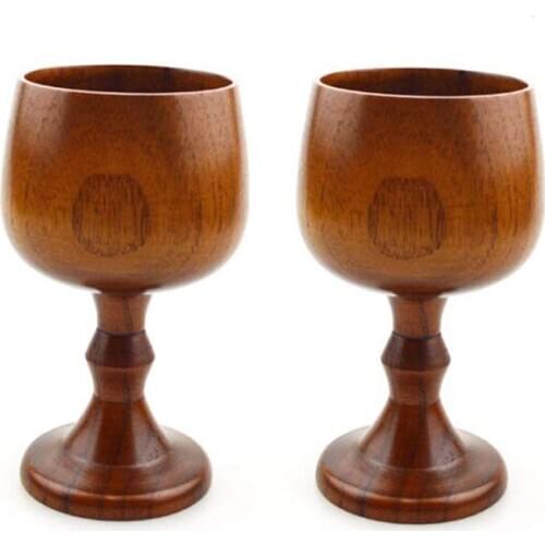 Goblet Wooden Cup,Vintage Jujube Wooden Wine Goblet Drinking Cup Goblet Of Fire Chalice Water Cup Kitchen Accessories 5.3Oz 2pcs