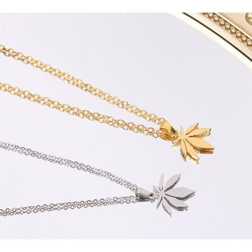 Maple Leaf Pendant Necklaces For Women Men Trendy Mirror Surface O chain Titanium Steel Pendant Necklace Fashion Jewelry Gifts
