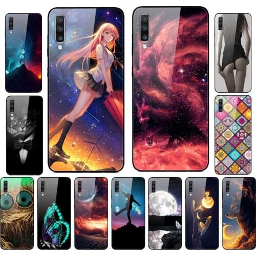 Case For Samsung A70 Cover Tempered Glass Anime Hard Phone Cases For Samsung Galaxy A70 A70S Case A 70S A70 S Back Cover Funda