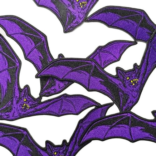 Purple Bat Animal Biker MC Embroidery Iron on Patches for Clothing Cool Large Back Badges Sewing Clothes Appliques Free Shipping