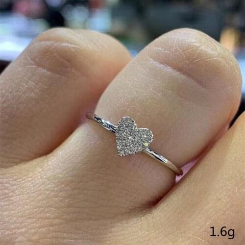 Exquisite Dainty Silver Color Heart Rings Filled Clear CZ Crystal Rings for Women Gifts Engagement Wedding Ring Fine Jewelry