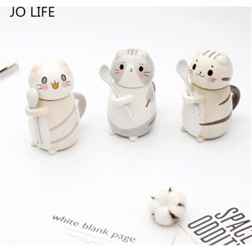 JO LIFE Heat-resistant Cartoon Cute Cat Model Ceramic Cup Milk Juice Lemon Mug Water Coffee Home Office Drinkware