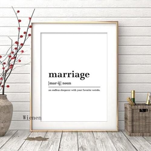 Marriage Definition Art Canvas Painting Modern Minimalism Letter Quote Posters and Prints Gift for Girl Bedroom Wall Art Decor