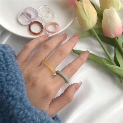Resin rings lady INS color personality fashion niche design index finger ring net hot tide