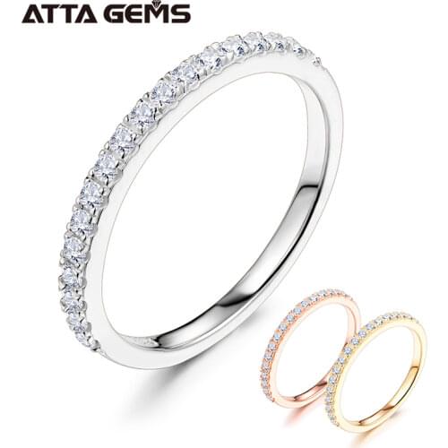 ATTAGEMS 925 Sterling Silver Pass Diamond Test Round Excellent Cut Total 0.27 CT Moissanite Ring for Girls Cocktail Jewelry