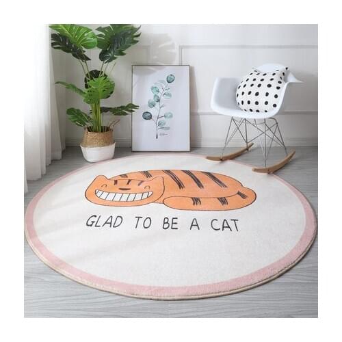 Round Cartoon Carpet Cat Creative Non-Slip Soft Bedroom Living Room Childrens Floor Mat