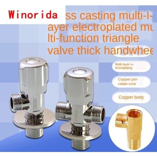 Brass Triangle Valve Water Stop Valve 1/2IN 3/4IN Thread Washing Machine Connector