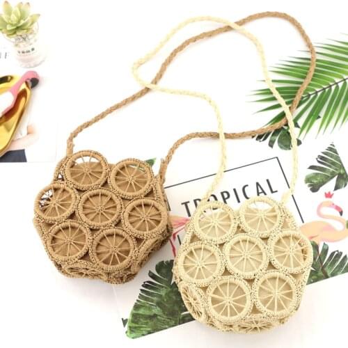 Summer Circle Hollow Paper Rope Hand-woven Bag Cross body Straw Woven Bag Bohe Seaside Resort Beach Bag Shoulder Bag women Bags