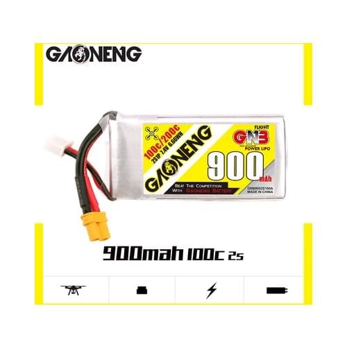 1pcs Gaoneng GNB 900mAh 2S 7.4V 100C/200C Lipo Battery with XT30 Plug for DYS FPV Racing Drone 4 Axis RC Drone Parts