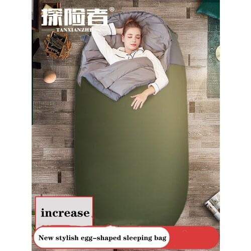 Outdoor Camping Fashion Egg Shaped Sleeping Bag Thickened Widened Cold Resistant Waterproof Carpet Down Sleeping Bag Quilt