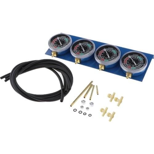 Motorbike Carburetor Vacuum Gauge Balancer Synchronizer w/Hose Kit for 4 Cylinder Engines Spare Parts