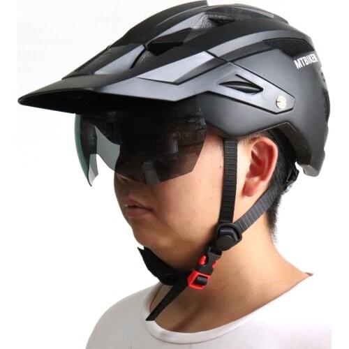 Newest Road Bike Mountain Bike Helmet with TT Lens & Visor Men Women Cycling Helmet Sports Mtb Bicycle Helmet