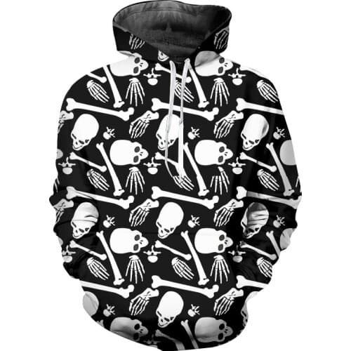 2021 New 3D Print Skull Sweatshirt Streetwear High Quality Fashion Halloween Tracksuit Loose Sweatshirt Unisex Tops