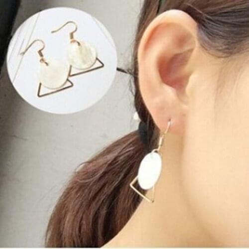 New cheap Fashion jewelry wholesale Simple copper Triangle shell stud earring gift for women girl Stud Earrings Gifts