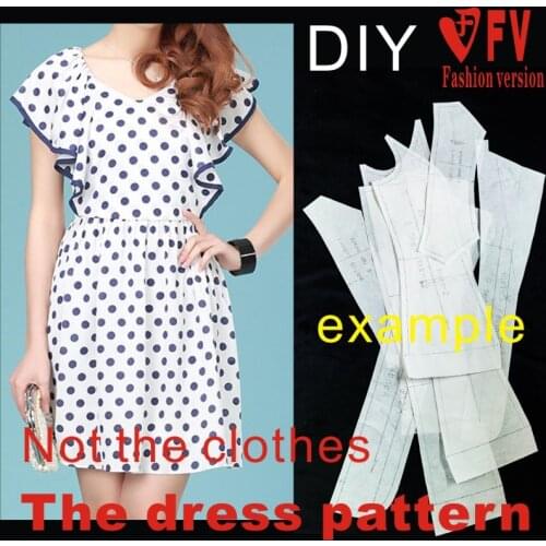 Clothing DIY The dress Dresses Sewing Pattern cutting drawing Womens Dress Sewing Template BLQ-50
