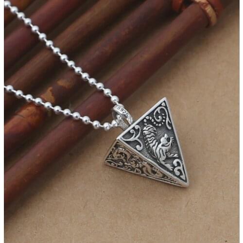 925 sterling Silver mythical animal pyramid style pendant amulet jewelry A3319