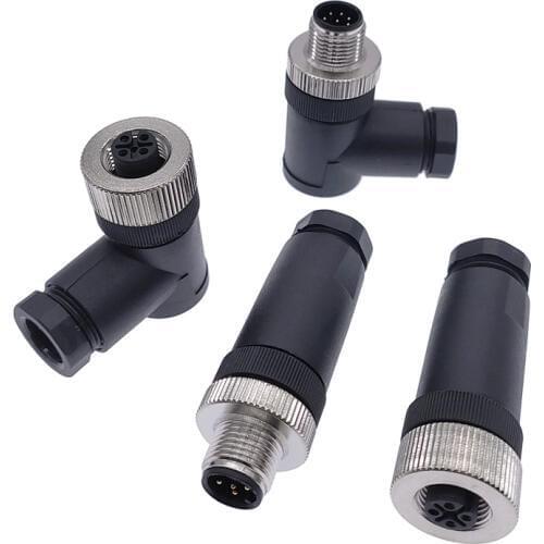Sensor connector M12 waterproof male&female straight&angle screw threaded plug coupling 4 5 8 Pin A type