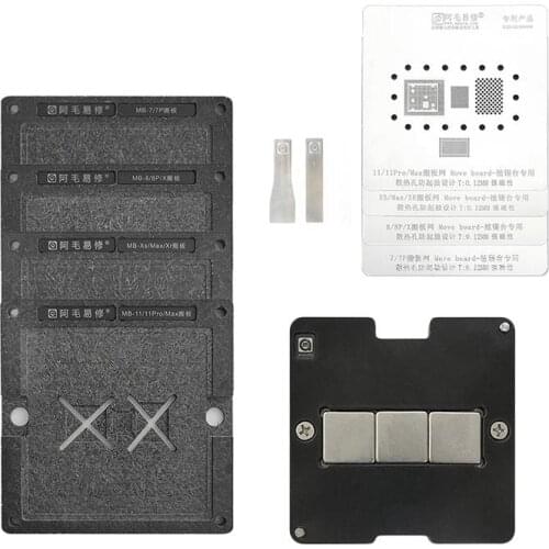 Amaoe BGA Reballing Stencil For CNC Motherboard Swap for iPhone 7 7P 8 8P X XS MAX 11 Pro max XR CPU Nand Baseband CPU WiFi Net