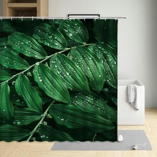 Tropical Plants Scenery Shower Curtain Green Palm Leaf Banana Foliage Modern Bathroom Decor With Hooks Hanging Screen Washable