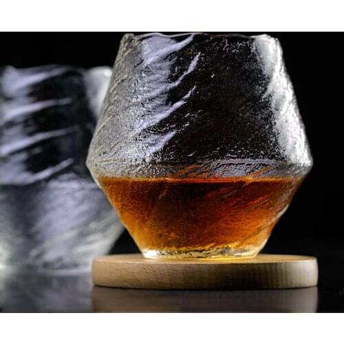 Creative Edo Japanese Art Whiskey Glass cup Frosting Rock Glass Wine Tea Cups Lead Free Whiskey Glasses With Wooden Gift Box