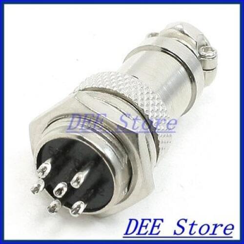 Universal 16mm 5/8" Dia Mounting 6Pin Aviation Connector Plug