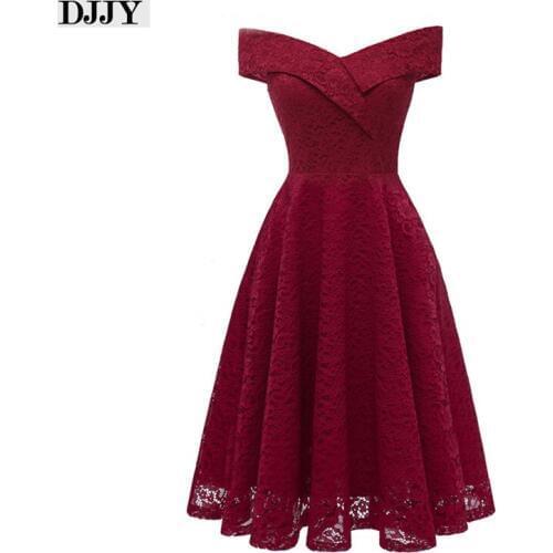 In Stock Womens New Elegant Evening dresses short Lace A-line Sexy Prom party gown cheap dress