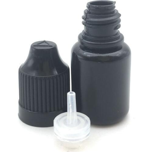 100pcs Black Soft 5ml PE Easy Squeeze Plastic Dropper Bottle With Childproof Cap And Long Tip E Liquid Vial