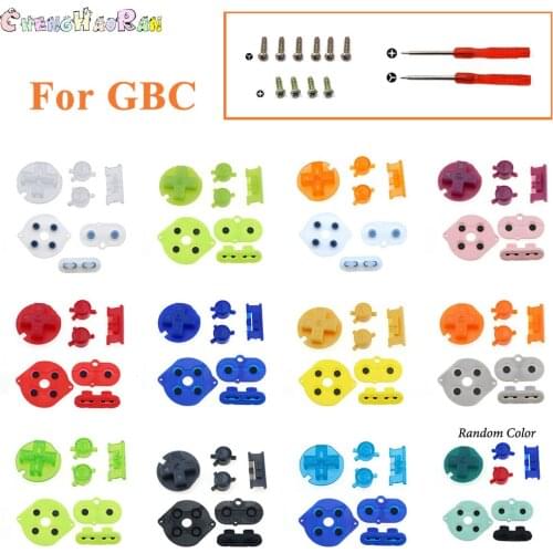 1x For GBC Silicone Rubber Conductive Button Plastic D Pads AB Power ON/OFF Buttons Keypads for Gameboy Color screws screwdriver