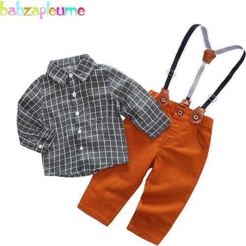 2PCS/3-24Months/Spring Autumn Baby Boys Clothes Suit Fashion Casual Long Sleeve Plaid T-shirt+Pants Newborn Clothing Sets BC1422