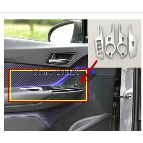 For Toyota C-HR CHR 2016 2017 2018 Car Interior Window Lift Button Trim Inner Door Armrest Cover ABS Piano black 2pcs