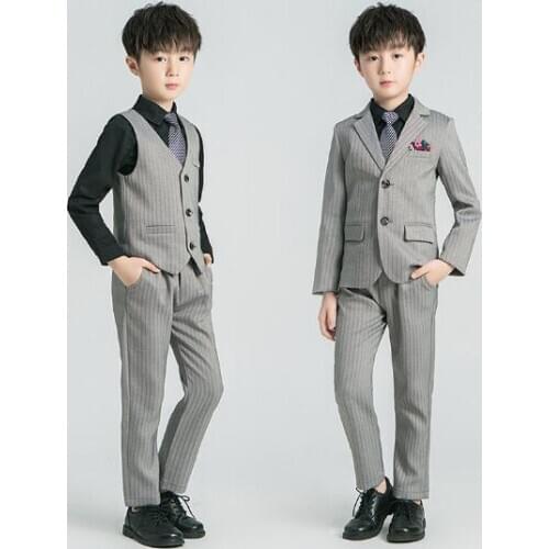 2020 Brand Flowers Boys Suit Set Wedding Formal Children Suit Tuxedo Dress Party clothing vest pant coat ceremony Costumes dress