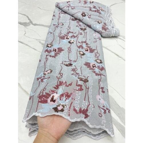 African Velvet Lace Fabric 2021 High Quality Lace French Tulle Lace Fabric With Sequins Embroidery Nigerian Lace Fabrics NI5627