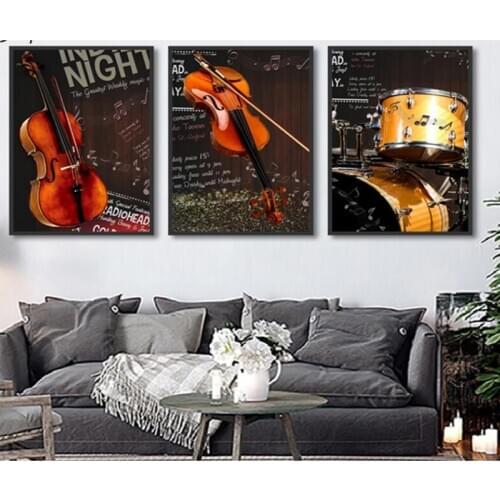 Diamond embroidery Violin Musical Instrument 3pieces diamond Painting cross stitch mosaic rhinestone Wall Art Home DecorP-2195