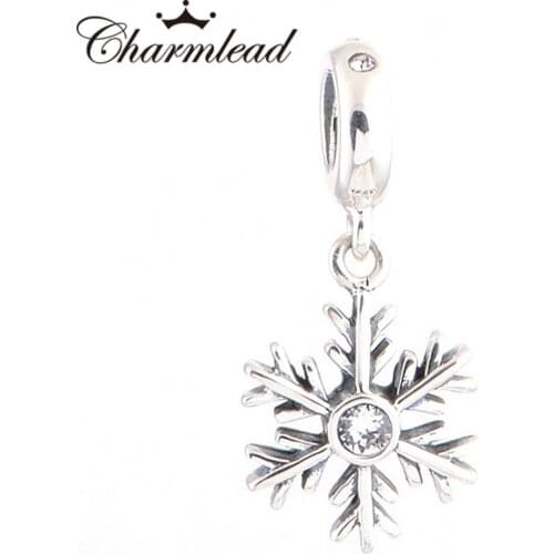 Charmlead Authentic 925 Sterling Silver Charms Snowflake Charm Pendant Bead DIY fit for Original bracelet charms jewelry Making